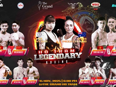 Ba võ sĩ Việt Nam thượng đài tại sự kiện boxing Ho Tram Legendary