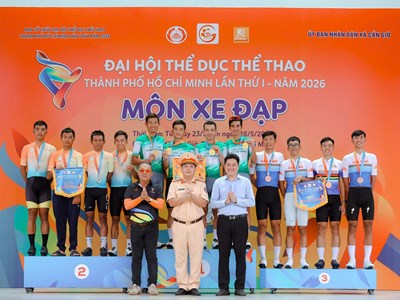 Công an TP.HCM nhất toàn đoàn môn xe đạp đường trường Đại hội TDTT TP.HCM 2026