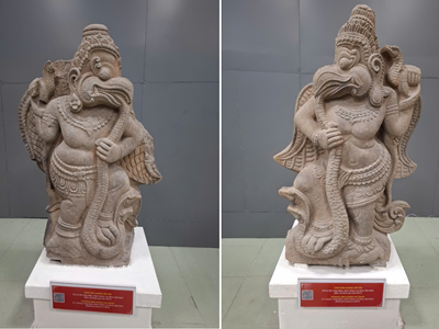 Cặp tượng Garuda diệt rắn Tháp Mẫm