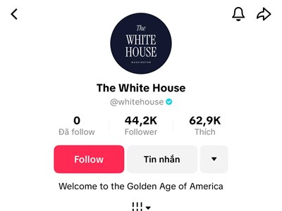 Nhà Trắng mở tài khoản TikTok giữa nguy cơ cấm nền tảng này tại Mỹ