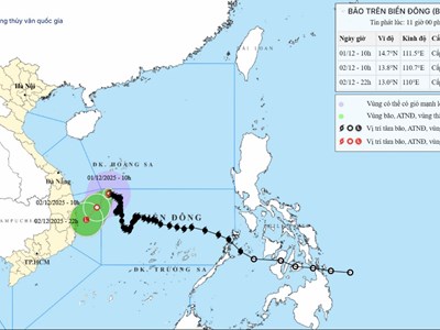 Bão số 15 Koto giật cấp 10, di chuyển chậm về vùng biển Gia Lai - Khánh Hòa