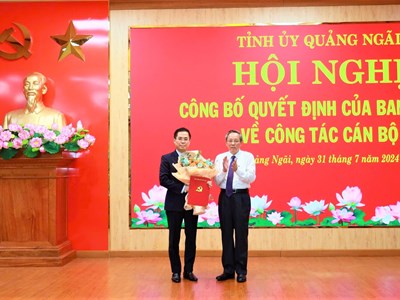 Ông Nguyễn Hoàng Giang giữ chức Phó Bí thư Tỉnh ủy Quảng Ngãi