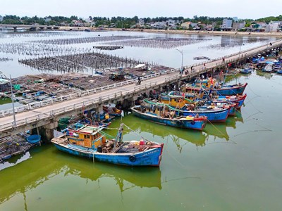 Cầu nguy cơ đổ sập, chính quyền cảnh báo ngư dân vẫn neo đậu