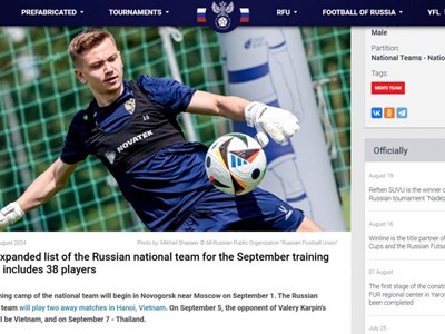 LĐBĐ Nga công bố danh sách sơ bộ 38 cầu thủ chuẩn bị cho LPBank Cup 2024