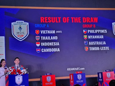 Việt Nam nằm ở bảng A cùng Thái Lan, Indonesia và Campuchia