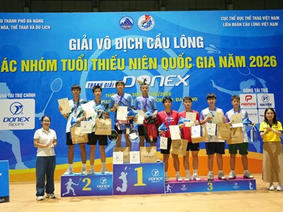 Đoàn TP.HCM thắng lớn tại Giải cầu lông thiếu niên quốc gia 2026 