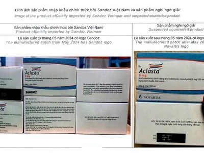 Thanh Hóa cảnh báo thuốc Aclasta có dấu hiệu giả mạo, ngừng lưu hành toàn tỉnh 