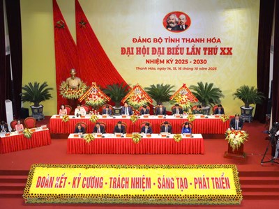 Đại hội Đảng bộ tỉnh Thanh Hóa lần thứ XX thành công tốt đẹp, mở ra giai đoạn phát triển mới