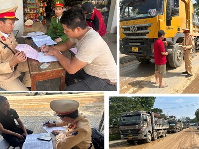 Xe chở vật liệu làm bùn đất vương vãi QL1A, 4 tài xế bị phạt 12 triệu đồng và buộc thu dọn