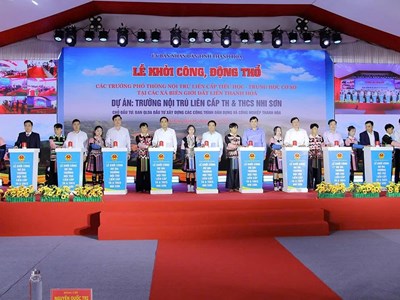 Thanh Hóa đồng loạt khởi công 10 trường nội trú vùng biên, hàng nghìn học sinh hưởng lợi
