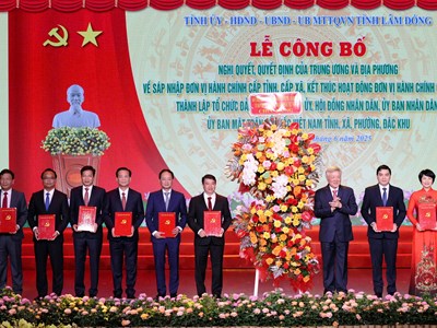 Công bố sáp nhập và bổ nhiệm lãnh đạo tỉnh Lâm Đồng (mới)