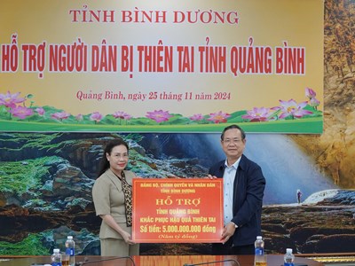 Tỉnh Bình Dương hỗ trợ người dân Quảng Bình 5 tỉ đồng khắc phục hậu quả thiên tai