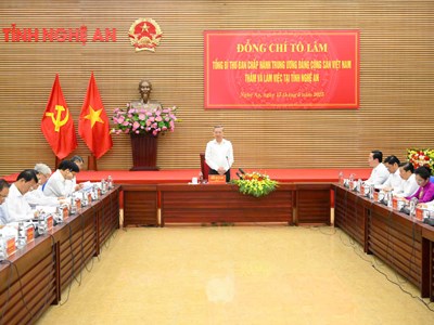 Tổng Bí thư Tô Lâm làm việc với Ban Thường vụ Tỉnh ủy Nghệ An