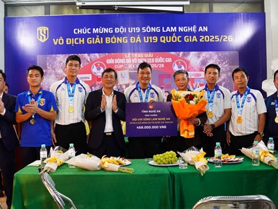 Vô địch U19 quốc gia, SLNA nhận thưởng gần nửa tỉ đồng