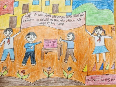 Tuổi trẻ lan tỏa thông điệp bầu cử qua những bức tranh vẽ cổ động