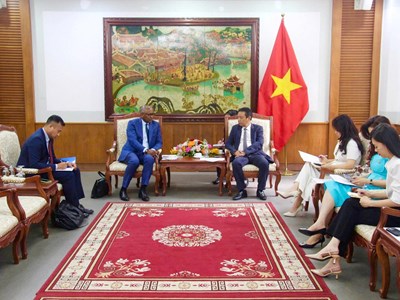 Thứ trưởng Hoàng Đạo Cương tiếp ứng cử viên Tổng Giám đốc UNESCO Firmin Edouard Matoko