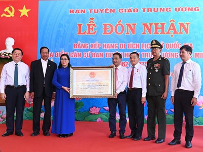 Đón nhận xếp hạng Di tích lịch sử quốc gia Ban Tuyên huấn Trung ương Cục miền Nam