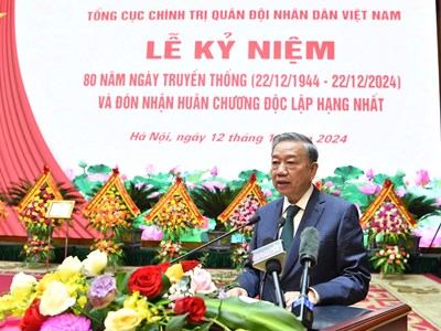 Toàn văn phát biểu của Tổng Bí thư Tô Lâm tại Lễ kỷ niệm 80 năm Ngày truyền thống Tổng cục Chính trị QĐND Việt Nam