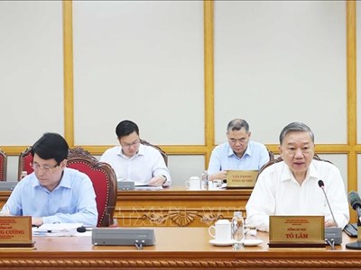 Tổng Bí thư Tô Lâm chủ trì cuộc họp cho ý kiến về tiến độ sắp xếp tổ chức bộ máy và đơn vị hành chính các cấp