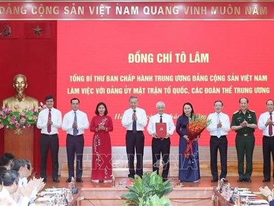Tổng Bí thư Tô Lâm làm việc với Đảng ủy Mặt trận Tổ quốc, các đoàn thể Trung ương