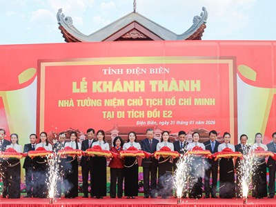 Tổng Bí thư Tô Lâm dự lễ khánh thành Nhà tưởng niệm Chủ tịch Hồ Chí Minh tại Di tích đồi E2