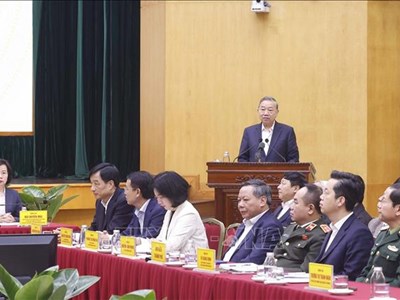 Tổng Bí thư Tô Lâm dự Hội nghị tiếp xúc giữa cử tri với người ứng cử đại biểu Quốc hội khóa XVI tại Hà Nội