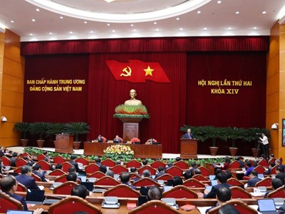 Thông cáo báo chí về ngày làm việc thứ hai Hội nghị Trung ương 2 khoá XIV