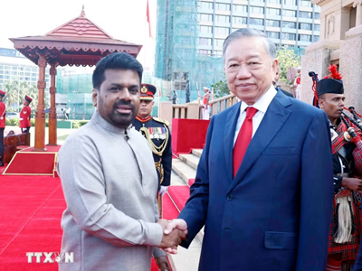 Lễ đón trọng thể Tổng Bí thư, Chủ tịch nước Tô Lâm thăm cấp Nhà nước Sri Lanka