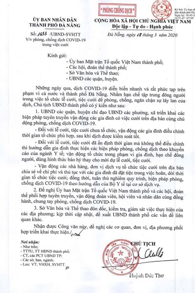 Đà Nẵng: Vận động người dân điều chỉnh việc cưới phù hợp - Anh 1