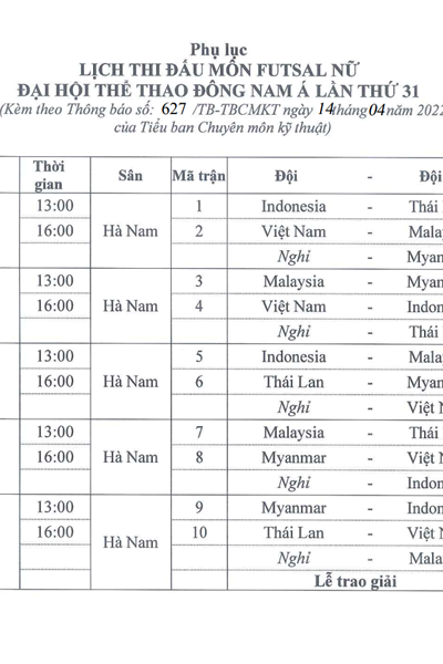 Lịch thi đấu các môn bóng đá SEA Games 31 - Anh 4
