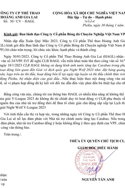 CLB Hoàng Anh Gia Lai để ngỏ khả năng dự V.League 2023 - Anh 1