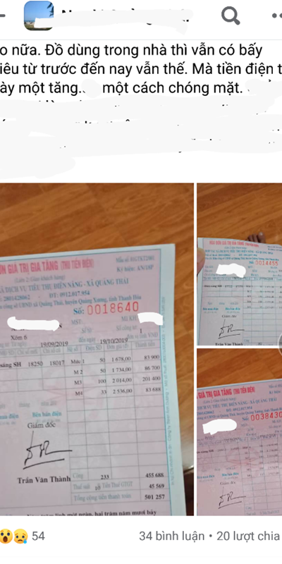 Thanh Hóa: Người dân phản ánh hóa đơn tiền điện bất ngờ “nhảy vọt” - Anh 2