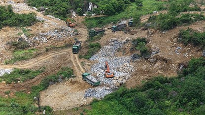 Khai thác đá trái phép đe doạ khu vực đề cử di sản thế giới Tam Chúc - Vân Long