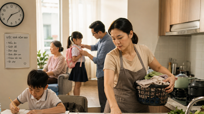 Tan ca ở cơ quan, phụ nữ lại bước vào “ca làm” không lương ở nhà