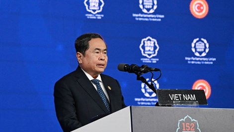 Chủ tịch Quốc hội Trần Thanh Mẫn phát biểu tại Phiên thảo luận chung Đại hội đồng IPU-152