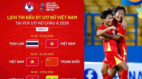 Lịch thi đấu của U17 nữ Việt Nam tại VCK Giải U17 châu Á 2026 