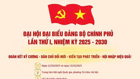 (Infographic) Đại hội đại biểu Đảng bộ Chính phủ lần thứ I, nhiệm kỳ 2025–2030 
