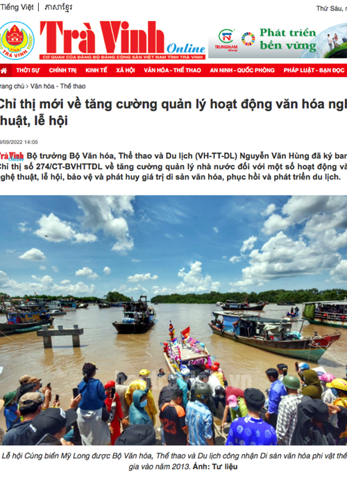 Trà Vinh: Triển khai Chỉ thị của Bộ trưởng Bộ VHTTDL tăng cường quản lý nhà nước đối với một số hoạt động VHNT, lễ hội, di sản văn hóa và du lịch - Anh 1