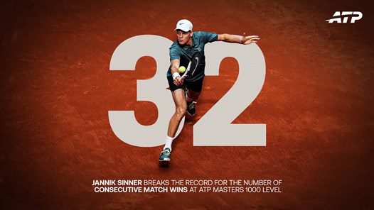 Jannik Sinner phá kỉ lục của Djokovic tại giải Masters