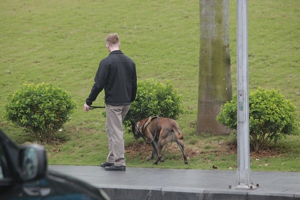 Chó nghiệp vụ Mỹ “rà” mọi ngóc ngách quanh khách sạn Marriott - Anh 1