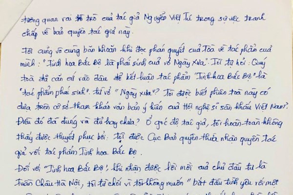 Đạo diễn Hoàng Nhật Nam gửi thư đến Tòa sau phán quyết 