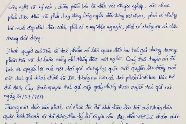 Đạo diễn Hoàng Nhật Nam gửi thư đến Tòa sau phán quyết 
