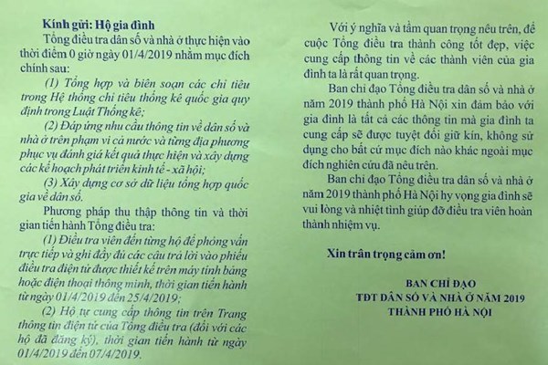 Hà Nội gửi thư đề nghị các hộ gia đình vui lòng nhiệt tình cung cấp thông tin - Anh 1