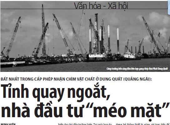 Hồi âm việc Bất nhất trong cấp phép nhận chìm vật chất ở Dung Quất (Quảng Ngãi): Càng phản hồi, càng mâu thuẫn - Anh 1