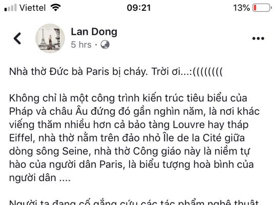 Nghệ sĩ Việt bàng hoàng khi nhà thờ Đức Bà Paris chìm trong biển lửa - Anh 4