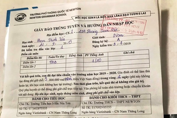 Trường phổ thông quốc tế Newton- Cổ Nhuế, Bắc Từ Liêm, Hà Nội: Không được phép vẫn tuyển sinh - Anh 4