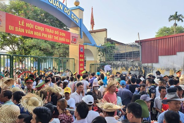 Quá tải, biển người hào hứng xem chọi trâu Đồ Sơn - Anh 1