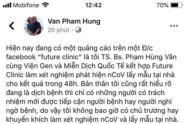 “Quảng cáo” có khả năng xét nghiệm dịch nCoV sẽ bị xử lý nghiêm - Anh 2
