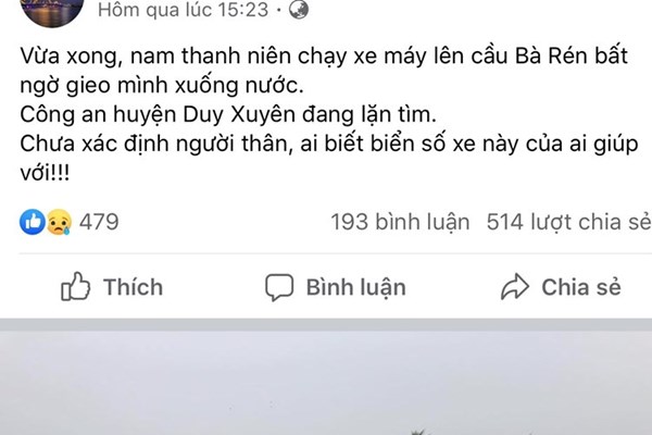 Quảng Nam: Bỏ xe trên cầu đi nhậu, cả làng nháo nhào tìm từ dưới sông tới trên mạng xã hội - Anh 2