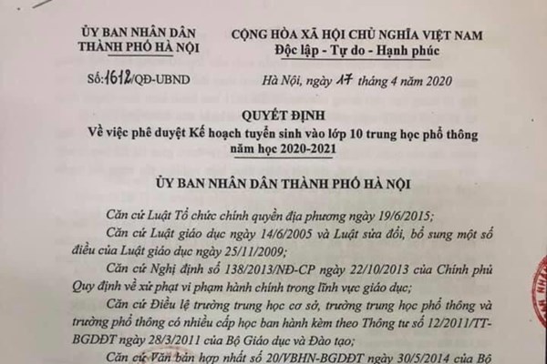 Hà Nội chốt thời điểm và các môn thi vào lớp 10 năm 2020 - Anh 1